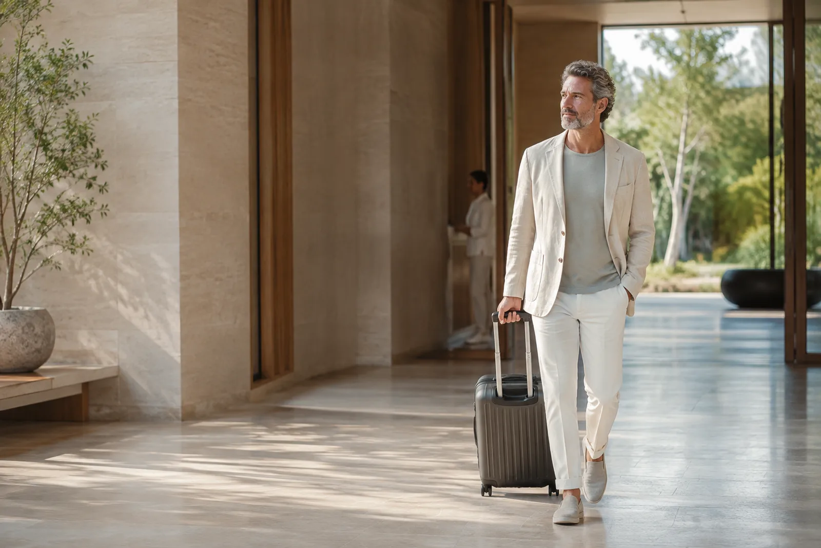 A guest continuing their wellness routine after departure — the journey does not end at checkout
